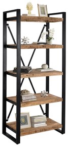 Βιβλιοθήκη HM8188.11 80x45x186cm Natural - Black Metal,Wood