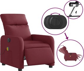 vidaXL Πολυθρόνα Μασάζ Ηλεκτρική Ανακλινόμενη Μπορντό Υφασμάτινη
