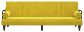 vidaXL Καναπές Κρεβάτι με Μπράτσα Κίτρινος Βελούδινος