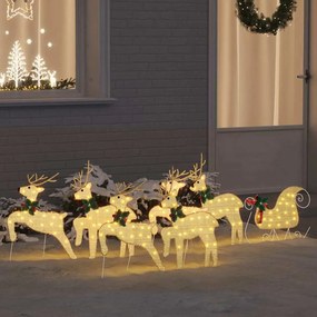 vidaXL LED Ελάφια 7 pcs Χρυσό ύφασμα