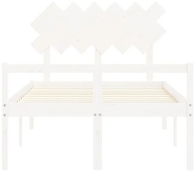 vidaXL Κρεβάτι Ηλικιωμένου με Κεφαλάρι Λευκό Μασίφ Ξύλο Double