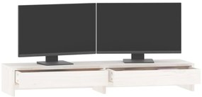 vidaXL Βάση Οθόνης Λευκή 100x27x15 εκ. από Μασίφ Ξύλο Πεύκου