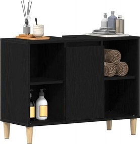 vidaXL Ντουλάπι Νιπτήρα Μαύρο Δρυς 80x33x60 εκ. από Τεχνητό Ξύλο