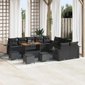 vidaXL Σετ Καναπέ Κήπου με αποθήκευση 14 pcs Μαύρο Πολυ ράταν