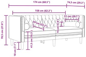 ΚΑΝΑΠΕΣ ΔΙΘΕΣΙΟΣ CHESTERFIELD ΜΕ ΣΤΗΡΙΓΜΑΤΑ ΠΡΑΣΙΝΟΣ ΒΕΛΟΥΔΟ 372685