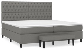 vidaXL Κρεβάτι Boxspring με Στρώμα Σκούρο Γκρι 200x200 εκ. Υφασμάτινο