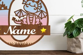 Σετ των 2 Intra απο ξύλο plywood 3mm-4mm πάχος - Μονόγραμμα με κεφαλαίο Dragon Letter O Cut Δίασταση 30x20 cm INTRAFABR-75363786