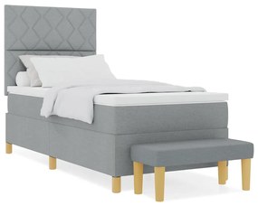 vidaXL Κρεβάτι με ελατήρια με στρώμα Ανοιχτό γκρι 100 x 200 cm ύφασμα