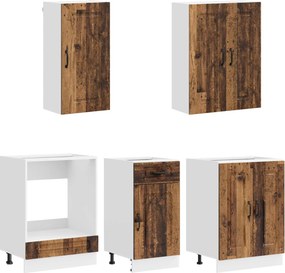 vidaXL Μονάδα κουζίνας KALMAR 5 pcs Παλαιωμένο ξύλο Επεξεργασμένο Ξύλο