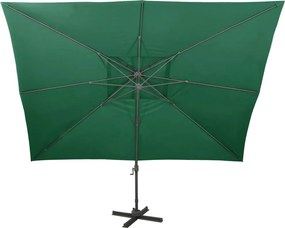 vidaXL Ομπρέλα Κρεμαστή Κήπου με Διπλή Οροφή Πράσινη 400 x 300 εκ.