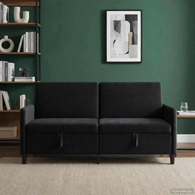 vidaXL Καναπές με Αποθήκευση Μαύρο 172 x 78 x 87 εκ Πολυεστέρας