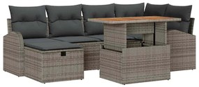 vidaXL Σετ Καναπέ Κήπου 7 pcs Γκρι συνθετικό ρατάν