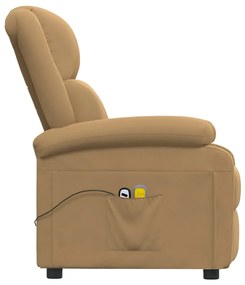 vidaXL Πολυθρόνα Μασάζ Ηλεκτρική Καφέ Βελούδινη