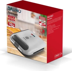 BRUNO τοστιέρα BRN-0164, 2 θέσεων, 800W, αντικολλητικές πλάκες, λευκή