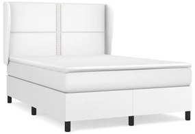 Κρεβάτι Boxspring με Στρώμα Λευκό 140x200εκ.από Συνθετικό Δέρμα - Λευκό