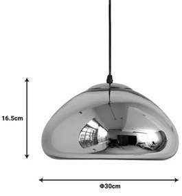 Φωτιστικό οροφής Ovalone ασημί μέταλλο-γυαλί Φ30x16.5εκ 30x30x16.5 εκ.