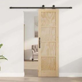 vidaXL Σετ Συρόμενης Πόρτας Φυσικό και μαύρο 61 x 198.5 εκ.
