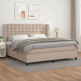 vidaXL Κρεβάτι Boxspring με Στρώμα Καπουτσίνο 200x200εκ.από Συνθ.Δέρμα