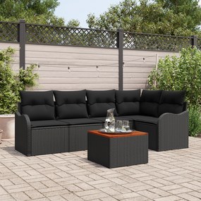 vidaXL Σετ καναπέ κήπου 6 pcs Μαύρο Μεγάλο