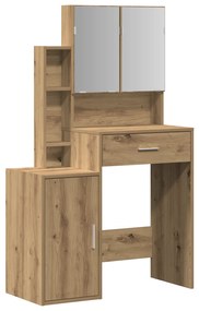 vidaXL Τουαλέτα με Καθρέφτη και LEDs Artisan Oak Επεξεργασμένο Ξύλο