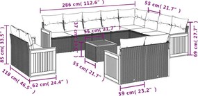vidaXL Σετ Καναπέ Κήπου 13τεμ Μπεζ Συνθ. Ρατάν με Μαξιλάρια
