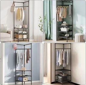 Κρεμάστρα ράγα οργάνωσης ρούχων Nextdeco μαύρη Υ180x45x45εκ