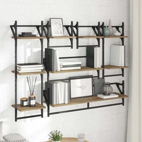 vidaXL Σετ ραφιών τοίχου με ράφι 6 pcs Artisan Oak 100 x 25 x 30 cm