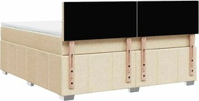 vidaXL Κρεβάτι Boxspring με Στρώμα Κρεμ 180x200 εκ. Υφασμάτινο