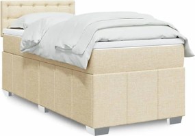 vidaXL Κρεβάτι Boxspring με Στρώμα Κρεμ 100 x 200 εκ. Υφασμάτινο