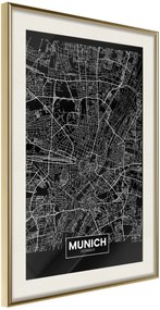 Αφίσα - City Map: Munich (Dark) - 40x60 - Χρυσό - Με πασπαρτού