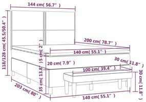 Κρεβάτι Boxspring με Στρώμα Ροζ 140x200 εκ. Βελούδινο - Ροζ