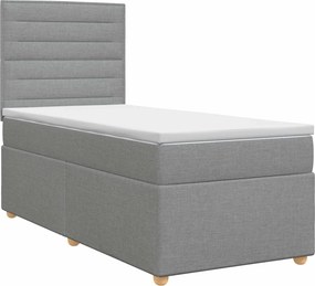 vidaXL Κρεβάτι box spring με στρώμα Ανοιχτό γκρι 100 x 200 cm Ύφασμα