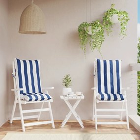 Μαξιλάρια Καρέκλας με Πλάτη 2 τεμ. Μπλε&amp;Λευκά Ριγέ Υφ. Oxford - Πολύχρωμο