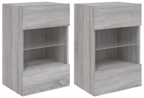 vidaXL Έπιπλα Τοίχου Τηλ. με LED 2 Τεμ. Γκρι Sonoma 40x30x60,5 εκ.