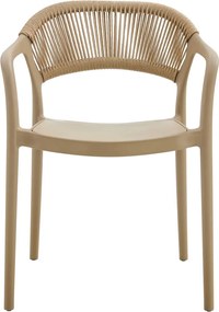 DONNA Πολυθρόνα-Pro Στοιβαζόμενη, PP-UV Tortora, Rope Wicker Φυσικό   1τμχ