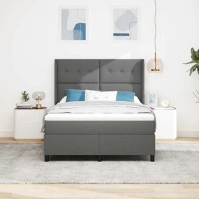 vidaXL LED Κρεβάτι με βάθρο Σκούρο Γκρι 140 x 190 cm ύφασμα