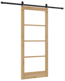 vidaXL Σετ Συρόμενης Πόρτας  με Σετ Υλικών 86x198.5 cm Συμπαγές Ξύλο Πεύκο