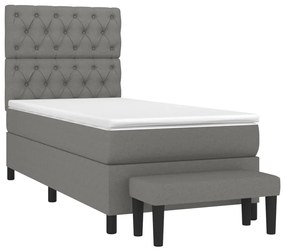 Κρεβάτι Boxspring με Στρώμα Σκούρο Γκρι 80x200 εκ. Υφασμάτινο - Γκρι