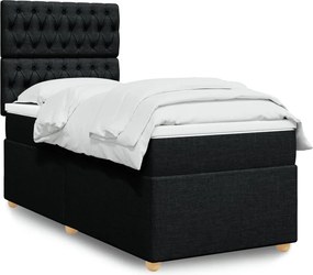 vidaXL Κρεβάτι Boxspring με Στρώμα Μαύρο 90x190 εκ.Υφασμάτινο