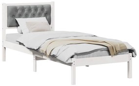 vidaXL Σκελετός Κρεβατιού με κεφαλάρι Ανοιχτό γκρι 90 x 200 cm