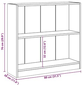 Βιβλιοθήκη Γκρι του Σκυροδέματος 80 x 24 x 75 εκ. Μοριοσανίδα - Γκρι