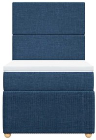 vidaXL Κρεβάτι Boxspring με Στρώμα Μπλε 90x190 εκ.Υφασμάτινο