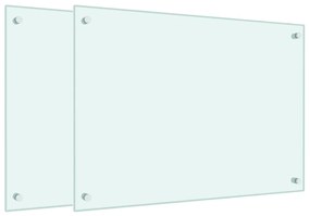 vidaXL Πλάτες Κουζίνας 2 τεμ. Λευκές 70x50 εκ. από Ψημένο Γυαλί