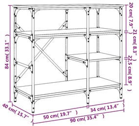 Ραφιέρα Κουζίνας Γκρι Sonoma 90x40x84 εκ. Επεξ. Ξύλο/Μέταλλο - Γκρι