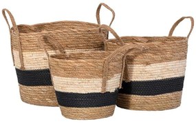 Καλάθια Αποθήκευσης Boho (Σετ 3Τμχ) 374-225-695 32x26/28x24/23x21cm Multi Ψάθα