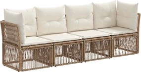 vidaXL Σετ Καναπέ Κήπου 4 pcs Μπεζ συνθετικό ρατάν