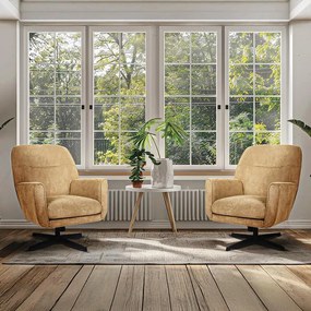 Πολυθρόνα Περιστρεφόμενη Rachel Fylliana με Μαύρη Μεταλλική Βάση και Κίτρινο Ύφασμα 76x80x91,5 εκ. 76x80x91.5 εκ.