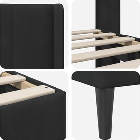 vidaXL Σκελετός Κρεβατιού Μαύρο 120 x 190 cm Βελούδο
