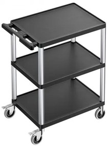 VEVOR 3-shelf Utility Cart 300 lbs 27.6 x 18.1-inch Service Cart with Wheels