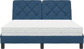 vidaXL Κρεβάτι με Στρώμα Μπλε 140x200 εκ. Υφασμάτινο